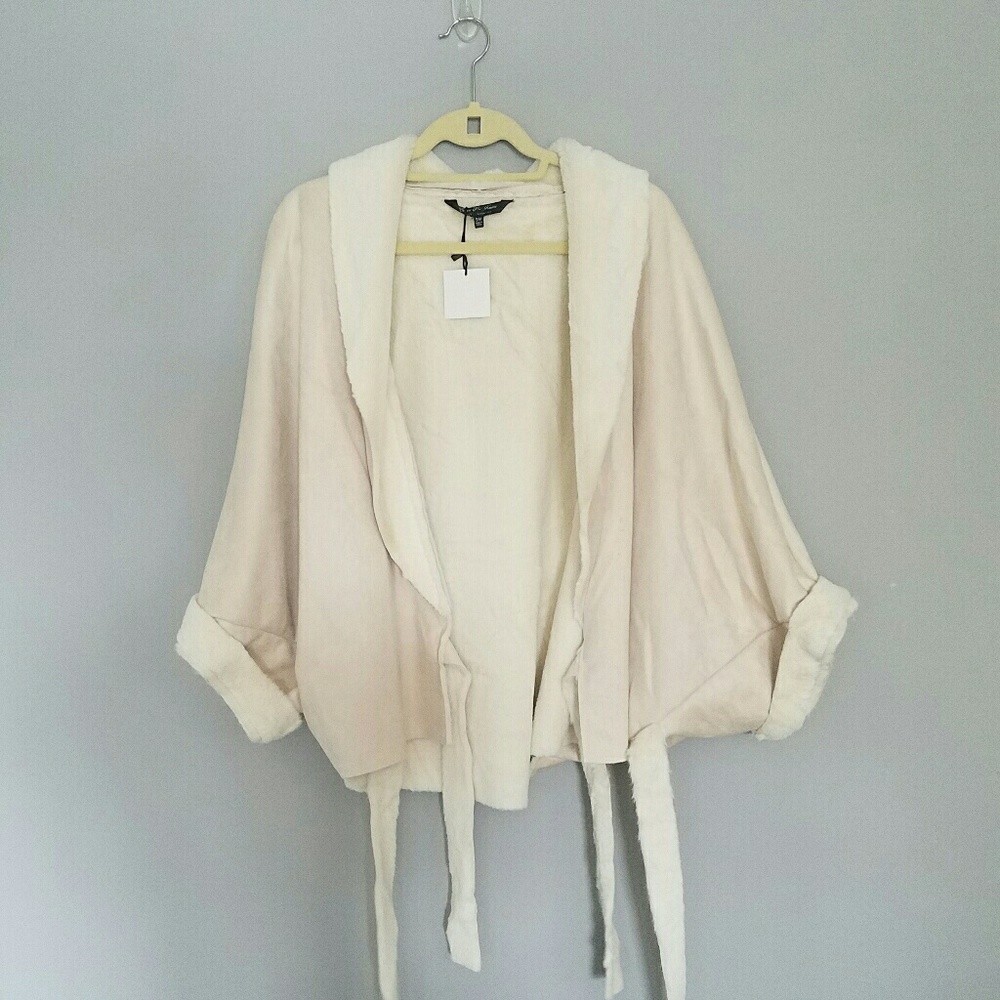 Faux Suede and Fur Wrap Jacket Oversized - Picture 3 of 8